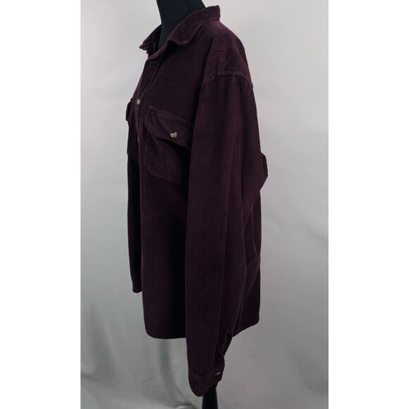 NWOT ASOS Deep Purple Corduroy Button-Up Long Sleeve Shirt Size Large - Picture 3 of 9
